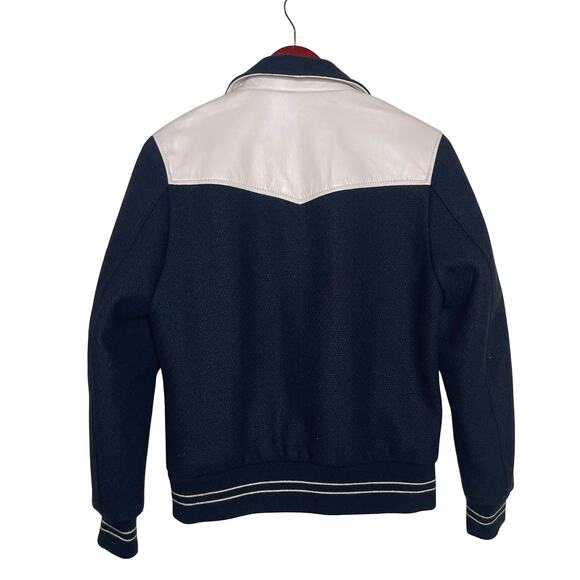 CELINE Black Jack Teddy Cream Leather-Trimmed Wool-Blend Varsity Jacket 46 US S - Picture 4 of 16